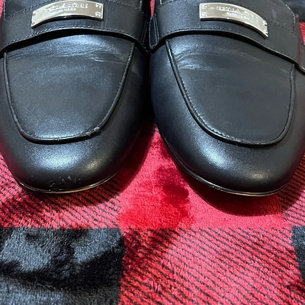 Coach Leather Shea Slide, Black and Tan, Women’s Size: 8B